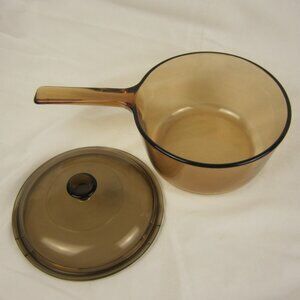 CORNING WARE VISIONS Amber Cookware 1.5 L Liter Pot Saucepan w Lid USA